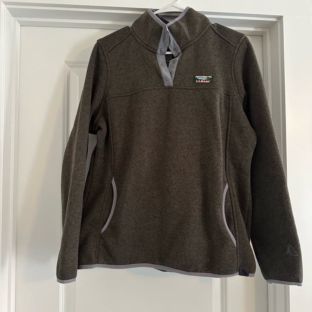 L.L. Bean Olive Green Fleece Pullover